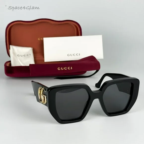 Gucci | Accessories | New Gucci Gg956s Logo 003 Black Gold Grey